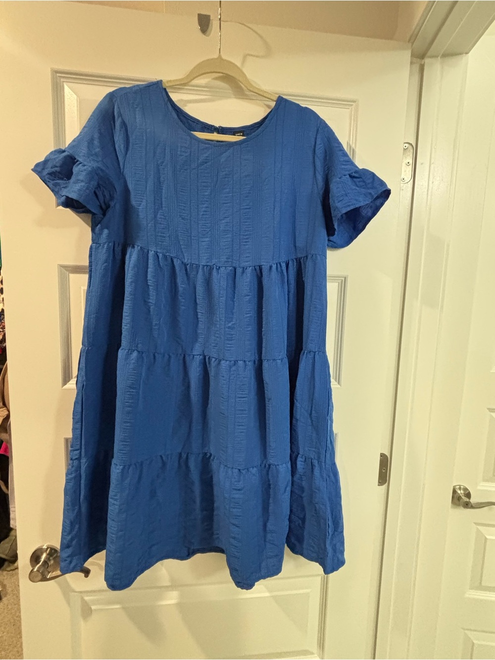 SHEIN Royal Blue Tiered Short Sleeve Dress